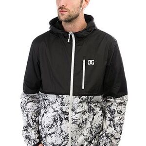 DC Men's Black and Gray Windbreaker